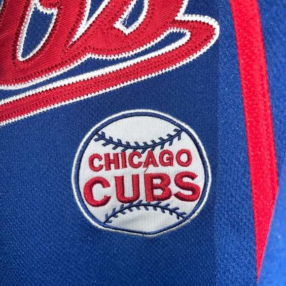 Embroidered Script Chicago Cubs True Fan Batting Practice Pullover VNeck Jersey - Picture 3 of 8